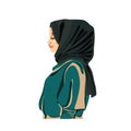 Cartoon flat portrait of Beautiful girl in hijab. Elegant of a young Muslim woman. Vector stock illustration. Arabian