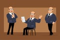 Cartoon flat professor man character vector set Royalty Free Stock Photo