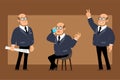 Cartoon flat professor man character vector set Royalty Free Stock Photo