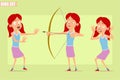 Cartoon flat redhead girl character vector set