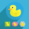 Cartoon flat shape rubber duck illustration