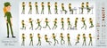 Cartoon flat soldier girl character big vector set Royalty Free Stock Photo