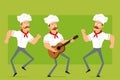 Cartoon flat strong chef cook man character set Royalty Free Stock Photo