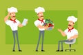 Cartoon flat strong chef cook man character set Royalty Free Stock Photo