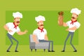 Cartoon flat strong chef cook man character set Royalty Free Stock Photo