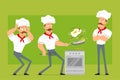 Cartoon flat strong chef cook man character set Royalty Free Stock Photo