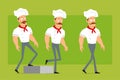 Cartoon flat strong chef cook man character set Royalty Free Stock Photo