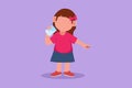 Cartoon flat style drawing beauty little girl standing while holding and enjoying glass of fresh milk to fulfill her body