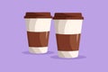 Cartoon flat style drawing coffee paper cup to takeaway. Takeaway coffee in reusable cup. For restaurant, cafe drink menu, flyer, Royalty Free Stock Photo