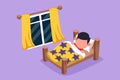 Cartoon flat style drawing cute little boy sleeping on tonight dreams, good night and sweet dreams. Happy little child sleep in Royalty Free Stock Photo