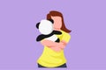 Cartoon flat style drawing cute teenage girl holding her teddy bear, young woman with teddy bear in hand. Young beautiful female Royalty Free Stock Photo