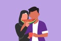 Cartoon flat style drawing cute young Arabian couple eating watermelon on outdoor having fun. Celebrate wedding anniversaries and Royalty Free Stock Photo