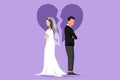 Cartoon flat style drawing divorced married couple are angry, frustration. Relationship break up, broken heart, couple facing Royalty Free Stock Photo