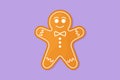 Cartoon flat style drawing gingerbread man icing. Cookie in shape of man. Icon for winter holiday, cooking, new years eve. Snack