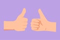 Cartoon flat style drawing hand showing two thumbs up gesture. Agreement sign or symbol for education. Approval of collaboration. Royalty Free Stock Photo