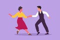 Cartoon flat style drawing man and woman dancing Lindy hop or Swing. Male and female characters performing dance at school or Royalty Free Stock Photo