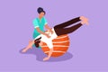 Cartoon flat style drawing physiotherapy rehabilitation isometric composition with woman patient lying on rubber ball with medical Royalty Free Stock Photo