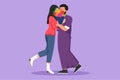 Cartoon flat style drawing romantic Arab couple hugging and kissing each other behind bouquet of flowers. Happy man and cute woman Royalty Free Stock Photo