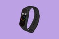 Cartoon flat style drawing smart band for fitness, run tracker. Digital smart fitness watch bracelet with touchscreen. Wristband