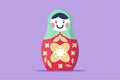 Cartoon flat style drawing of stylized cute matryoshka Russian nesting dolls logo, icon, symbol. Souvenir from Russia. Traditional Royalty Free Stock Photo