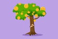 Cartoon flat style drawing tree shaped in dollar sign, logo, icon. Money tree investment growth income interest saving economy Royalty Free Stock Photo