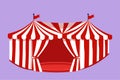 Cartoon flat style drawing of two circus tents together with stripes and flags at the top. Show place for clowns, magicians, Royalty Free Stock Photo