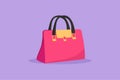 Cartoon flat style drawing woman handbags collection of fashionable items logotype symbol. Bags with zippers, pockets, handles and