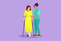 Cartoon flat style drawing woman patient learn to walk using crutches with help of doctor physiotherapist. Physiotherapy treatment Royalty Free Stock Photo