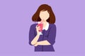 Cartoon flat style drawing young business woman holding glass of milkshake in office. Attractive lady having break at work and Royalty Free Stock Photo