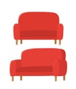 Cartoon flat vector set with red couches