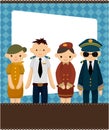 Cartoon flight attendant/pilot card