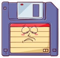 Cartoon Floppy Disk with Sad Expression Representing Obsolete Technology Royalty Free Stock Photo