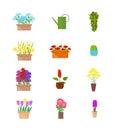 Cartoon Color Flower Stand Elements Set. Vector Royalty Free Stock Photo