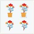 Cartoon Flower Sticker Clipart vector