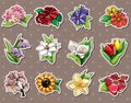 Cartoon flower stickers Royalty Free Stock Photo