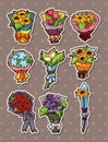 Cartoon flower stickers Royalty Free Stock Photo