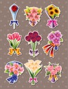 Cartoon flower stickers Royalty Free Stock Photo