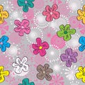 Cartoon flowers elegance seamlessp pattern Royalty Free Stock Photo