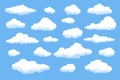 Cartoon fluffy clouds. Cumulus cloudy shapes different sizes. Rounded composite objects on blue sky. Atmospheric Royalty Free Stock Photo