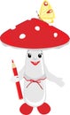 Cartoon of fly agaric mushroom