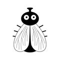 Cartoon fly with big eyes isolated on a white background. vector