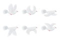 Cartoon flying dove animation sprite isolated on white background