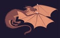 Cartoon flying dragon. Winged magic dragon, fantasy reptile. Fairy fire breathing dragon flat vector illustration Royalty Free Stock Photo