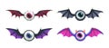 Cartoon flying evil monsters with bat wings