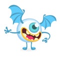 Cartoon flying monster cyclops. Vector character. Royalty Free Stock Photo