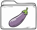 Cartoon Folder Icon with Purple Eggplant Symbolizing Organized Healthy Digital Data Royalty Free Stock Photo