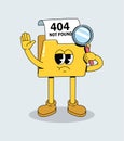 Cartoon Folder Mascot with 404 Not Found Error and Magnifying Glass Royalty Free Stock Photo