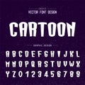 Cartoon font and alphabet vector, Tall typeface letter and number design, Graphic text on grunge background Royalty Free Stock Photo