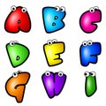 Cartoon Font Type_Letter A to I Royalty Free Stock Photo