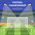 Cartoon Football Championship Soccer Field Banner Card. Vector